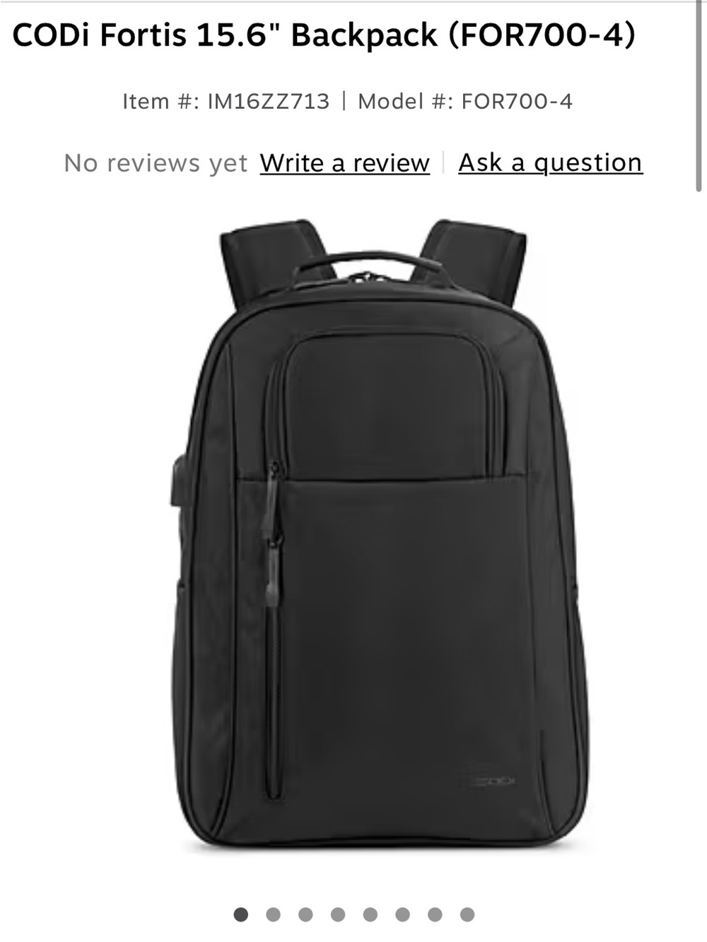 CODi Fortis Black 15.6" Laptop Backpack